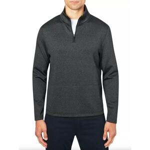 CON.STRUCT Solid Texture Fleece Lined Quarter Zip Heather Black Gray {3F6}